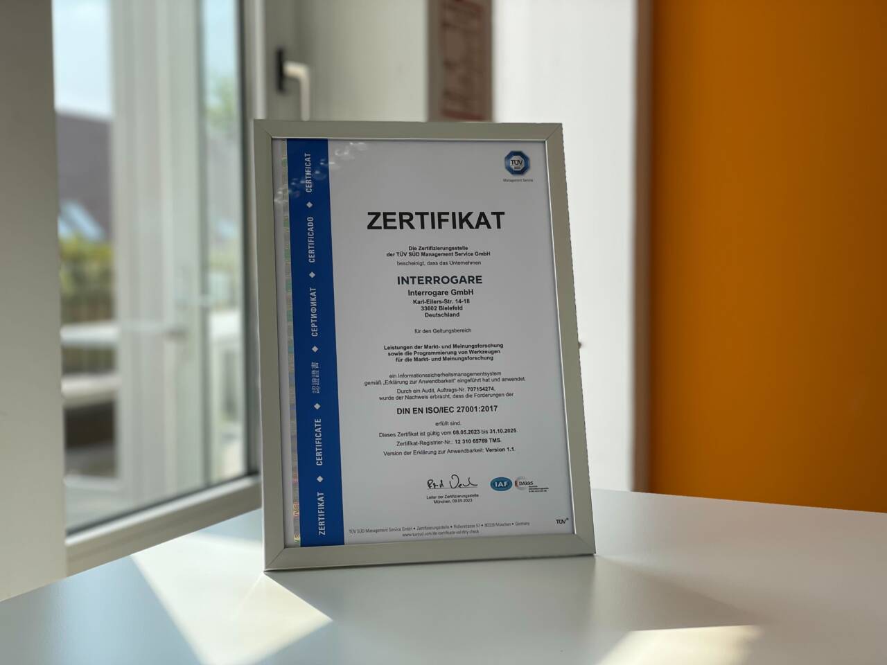 Beitragsbild für: Interrogare ist ISO/IEC 27001 zertifiziert